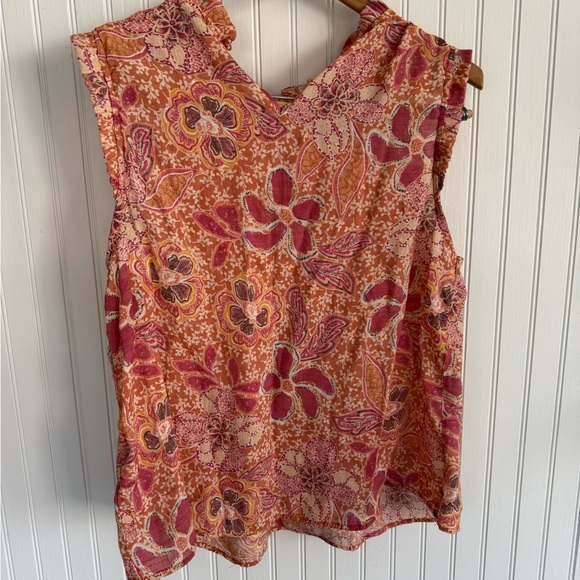 Nanette Lepore Orange Floral Blouse Size Large - Picture 4 of 6